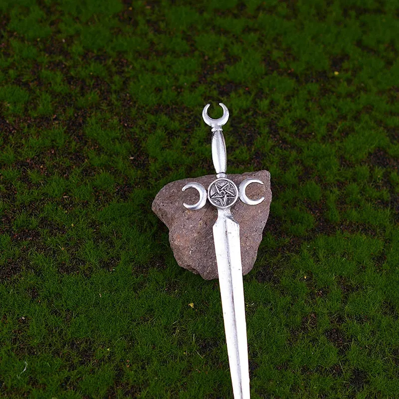 Witch Dead Skull Sun Sword Hair Stick Pagan Occult Protection Hairpin Goddess Hair Jewelry Wicca Gift
