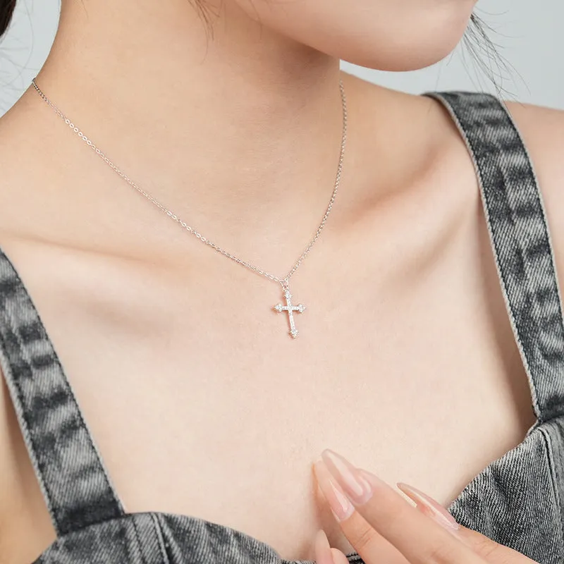 Women's S925 Sterling Silver Retro Style Clavicle Chain Full Diamond Pendant