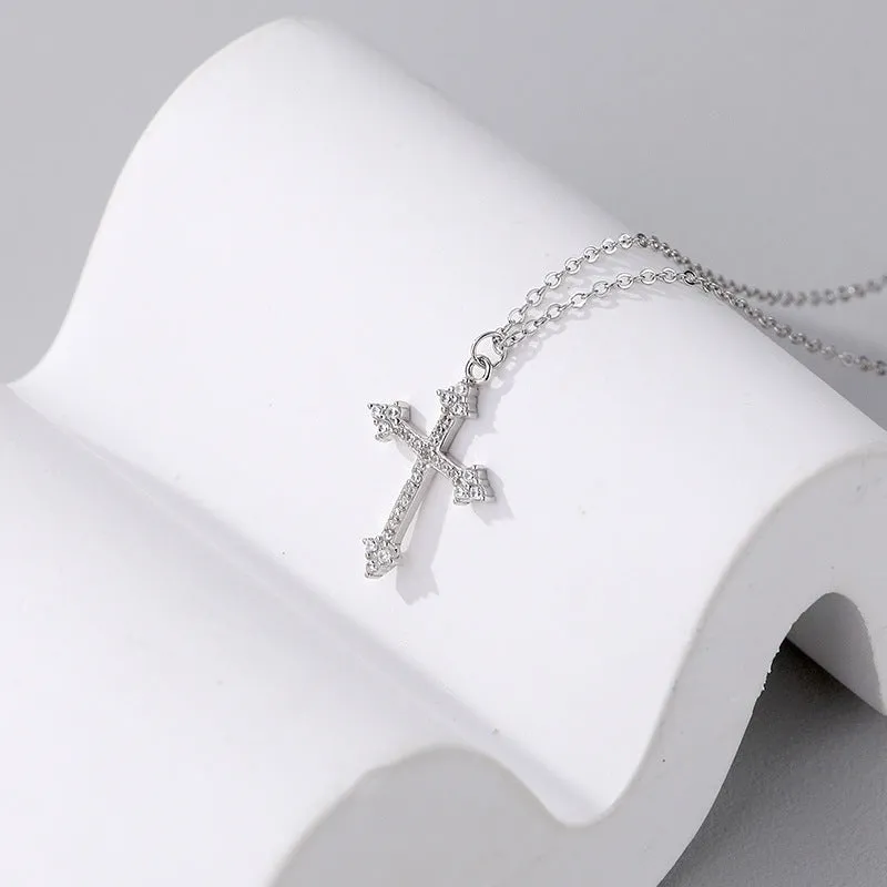 Women's S925 Sterling Silver Retro Style Clavicle Chain Full Diamond Pendant