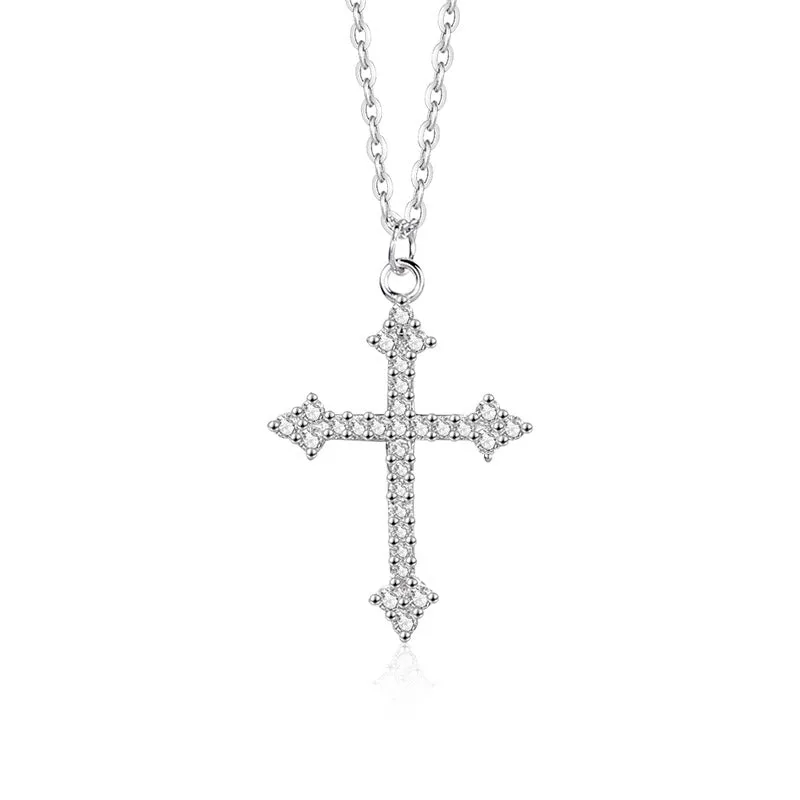 Women's S925 Sterling Silver Retro Style Clavicle Chain Full Diamond Pendant
